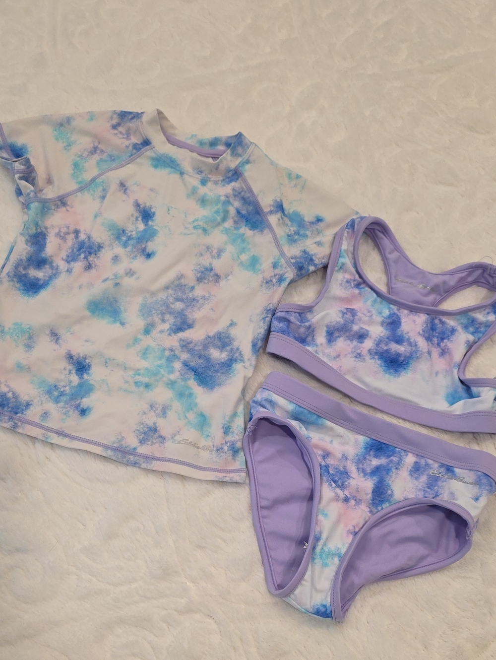 Eddie Bauer Kids Tie-Dye Swim Set in Blue, Purple, and White